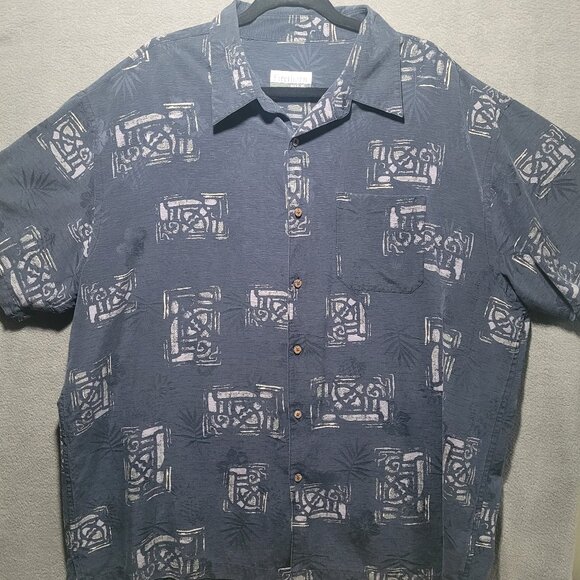 Men's Firethorn Silk Button-Down Short Sleeve Hawaiian Shirt, XXL - Picture 1 of 5